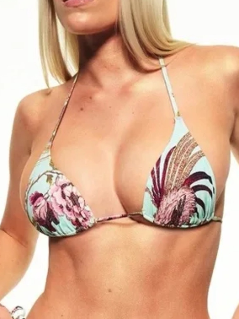 Skims X Roberto Cavalli Designer Triangle Tie Bikini Top Fagianella NWOT